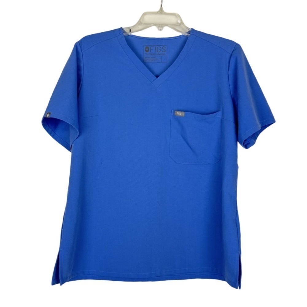 FIGS Catarina One-Pocket Scrub Top in Ceil Blue Size Large Womens
